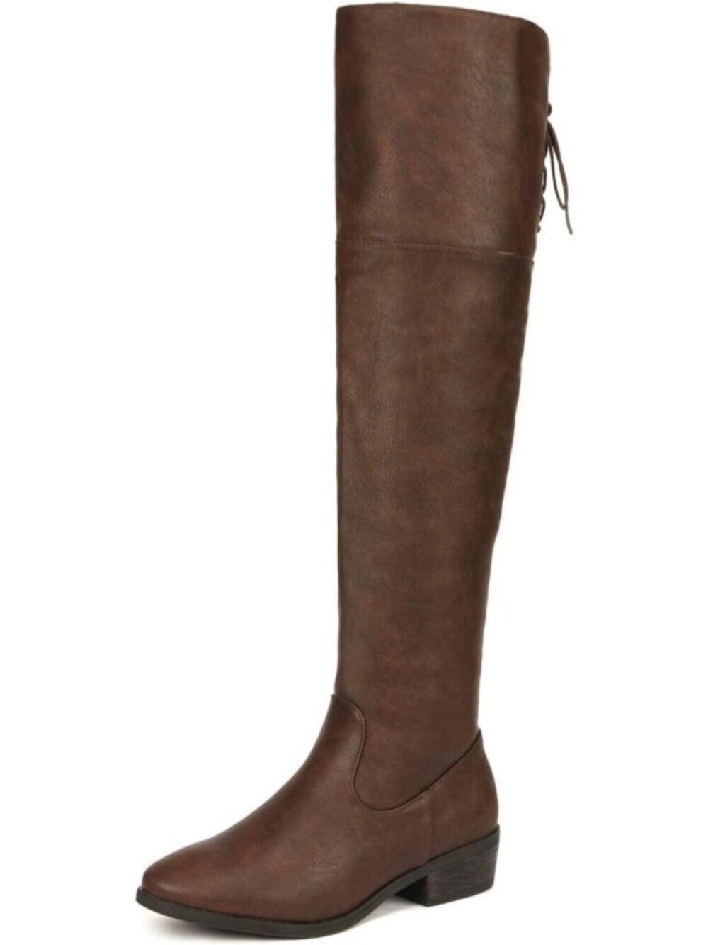 DREAM PAIRS Women's Brown Low Heel Thigh High Over The Knee Flat Tall Boots